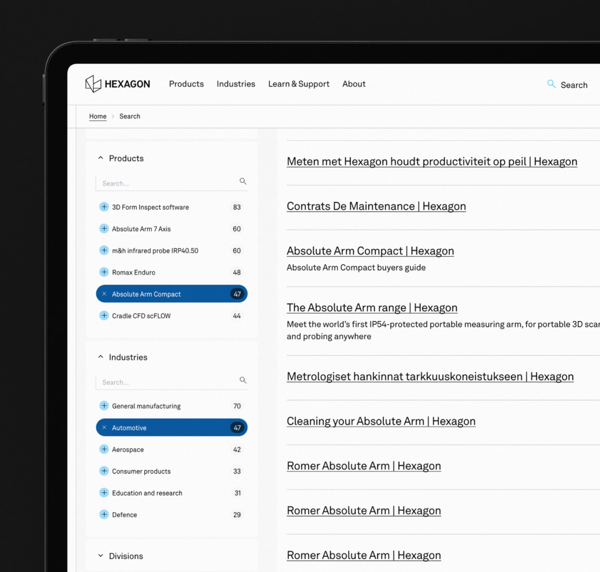 Graphic of a close up of a website depicting an Our Projects page with sample project names and dates.